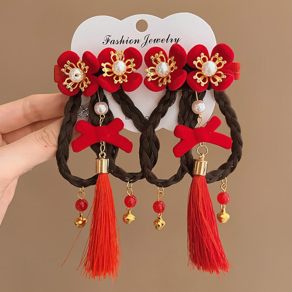 Flower Children Bow Wig Hairpin Tassels Hanfu Hair Sticks All-match Ancient Style Hairpin Baby