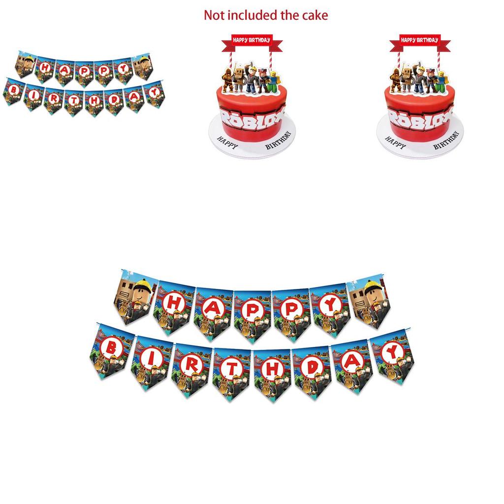 Roblox Themed Birthday Party Supplies Set With Eye-catching Banner Balloons And Cake Toppers