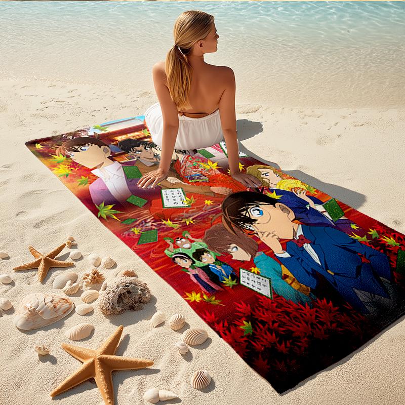 1Pc Detective Conan Mystery Case Beach Towel Quick Dry Multiuse For Beach Pool Gym Yoga Home Travel Christmas Halloween Xmas Gift L1484