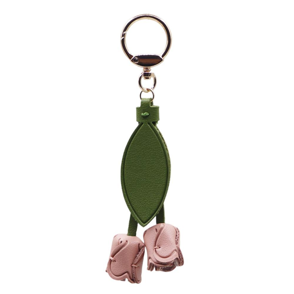 Car Decoration Tulip Flower Keychain Leather Keychain Pendant High Quality Bag Ornament  Gift Toys