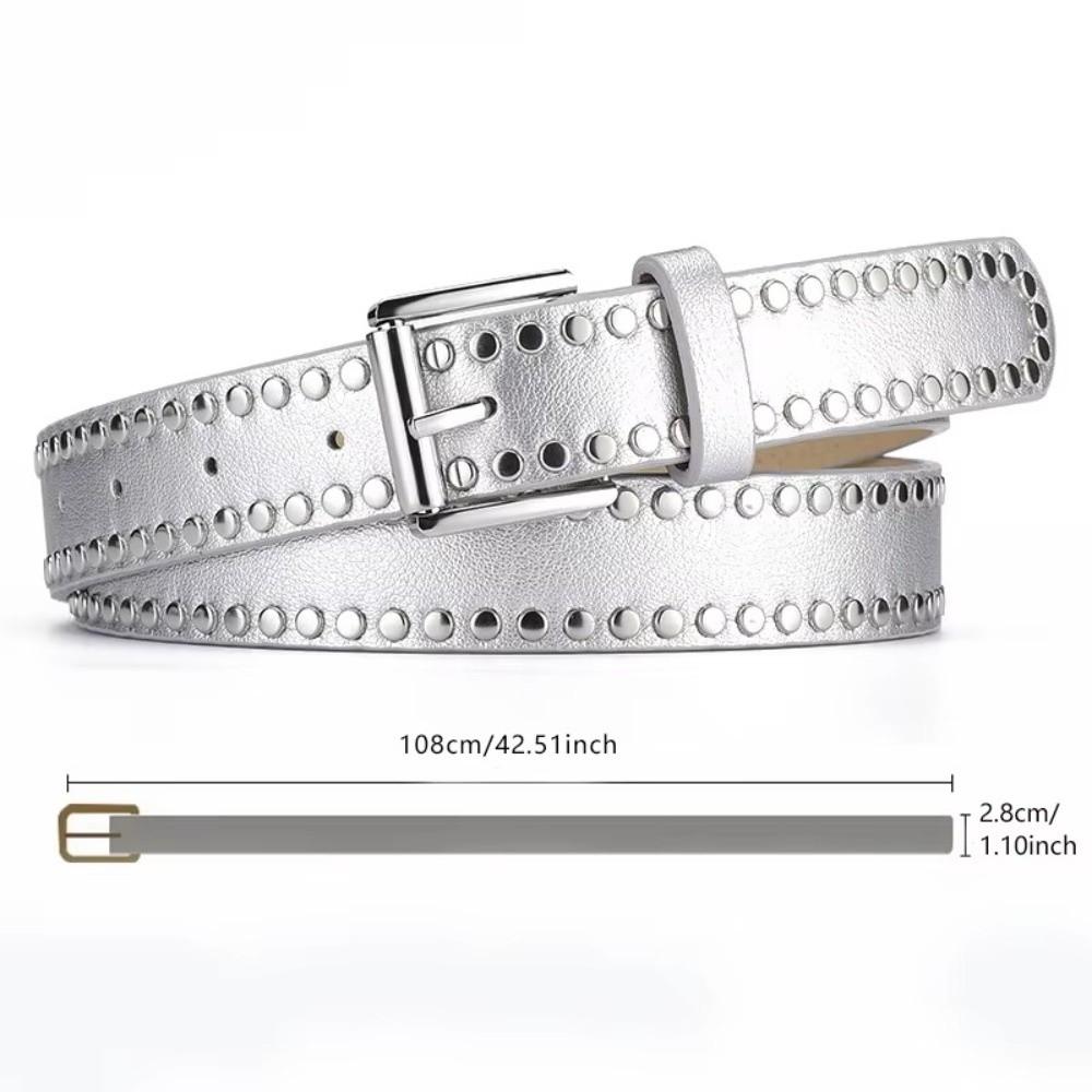 Versatile Jeans Belt Retro Rivet Decorative Belt Casual PU Leather Belt  for Women and Men