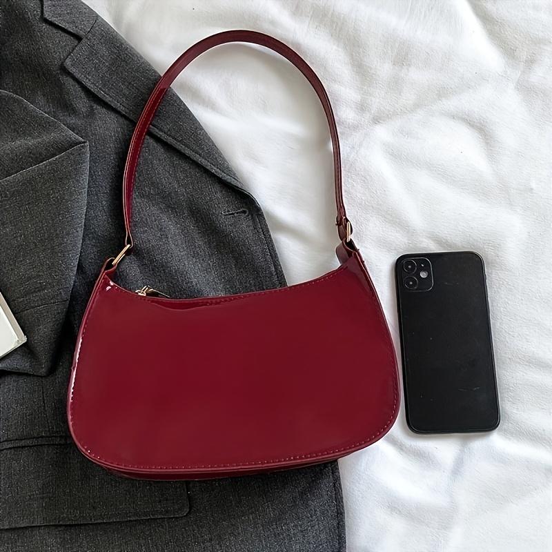 Stylish Solid Color Shoulder Bag, Mini Women'S Underarm Bag, Secure Zipper Wallet, Phe Pouch, Perfect Gift Choice, Fixed Strap