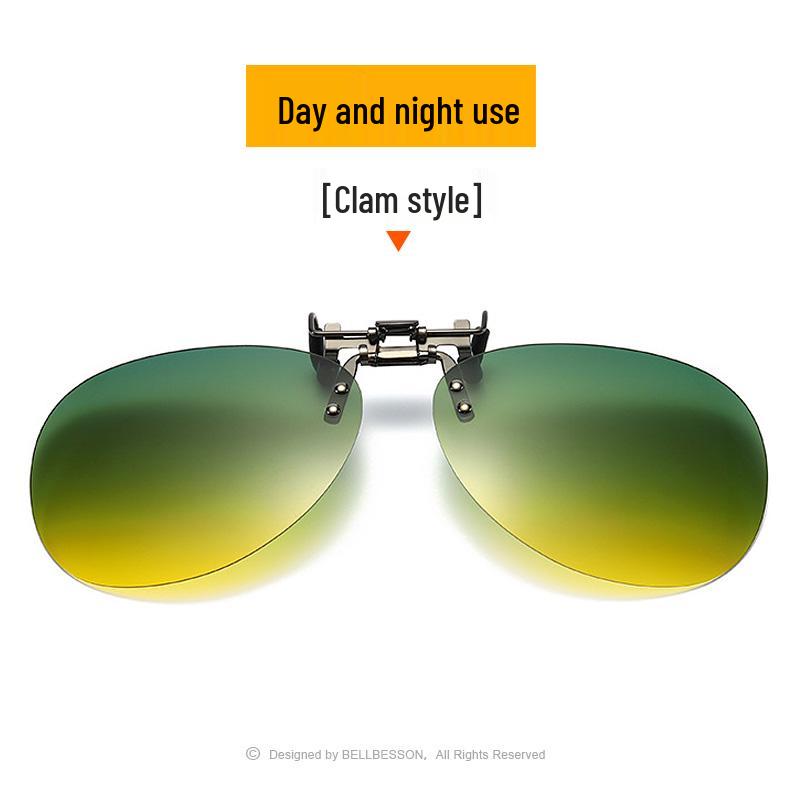 Polarisierte Nachtsicht-Aufsteckbrille, Blendfreie Brille für Tag/Nacht zum Autofahren für Myopie, Unisex