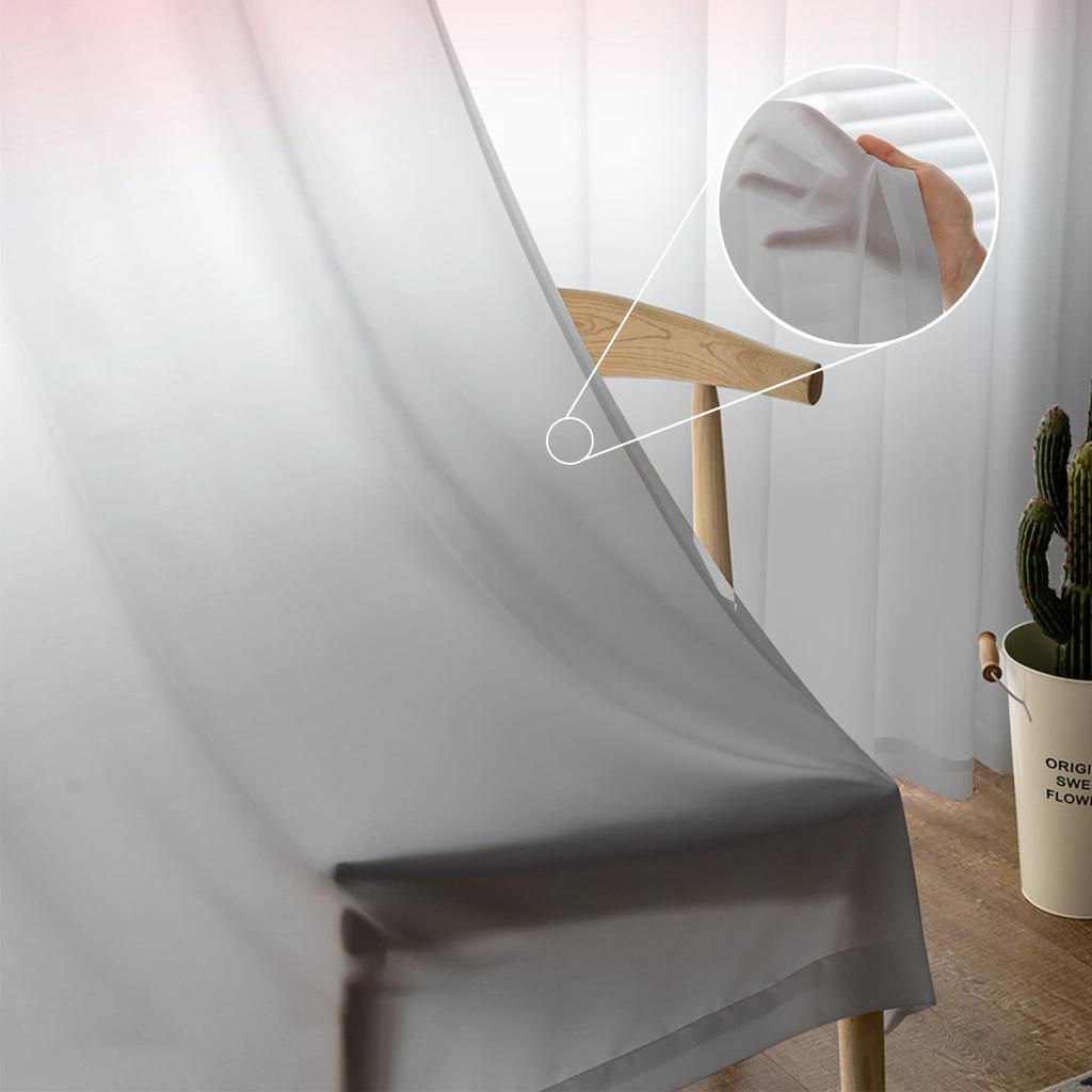 Pink White Grey Gradient Ombre Sheer Curtains for Living Room Decoration Window Curtains Kitchen Tulle Voile Organza Curtains