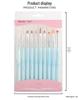 Laser Blue Hexagonal 10-Piece Nail Art Brush Set for Outlining, Lines, and Floral Designs