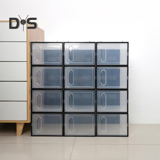Velký organizér na boty Úložný box Stohovatelný design Prachotěsný Snadno se čistí Úsporný box na boty Průhledná vitrína s víkem