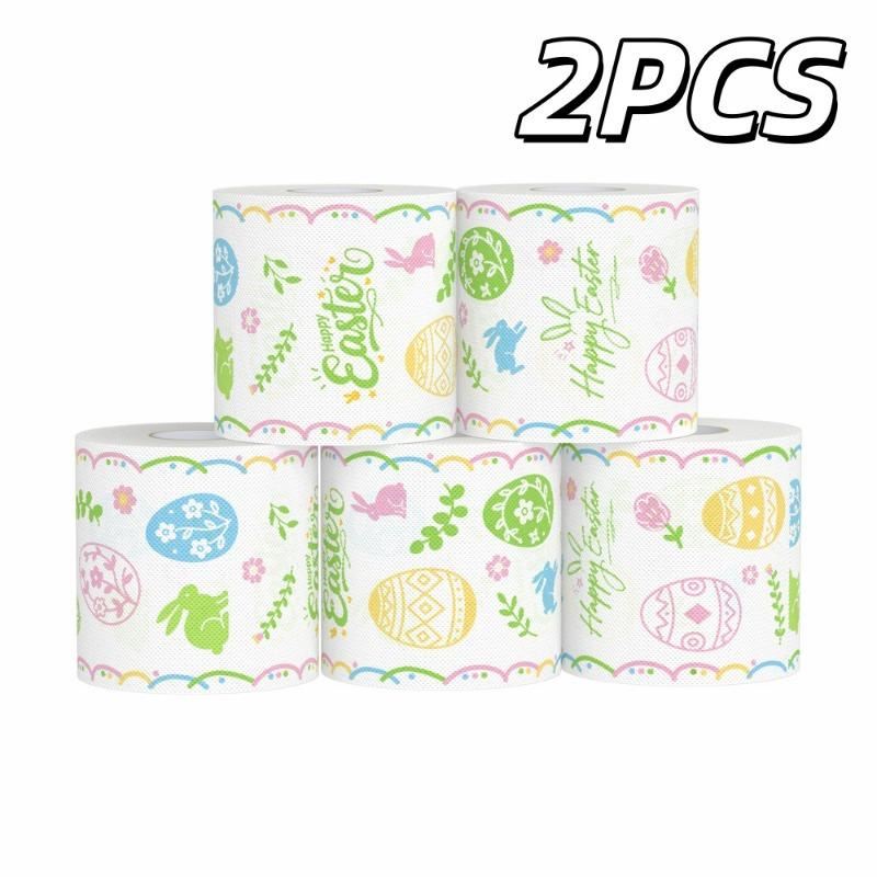 

2/4/6pcs Easter Printed Toilet Paper Rolls, Fun Holiday Design 2-Ply Bathroom Tissue-Party Gift,Home Kitchen Bathroom Essential