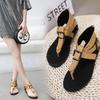 Sandals Women's Summer New Retro Shoes Belt Buckle Toe Flat Bottom Summer