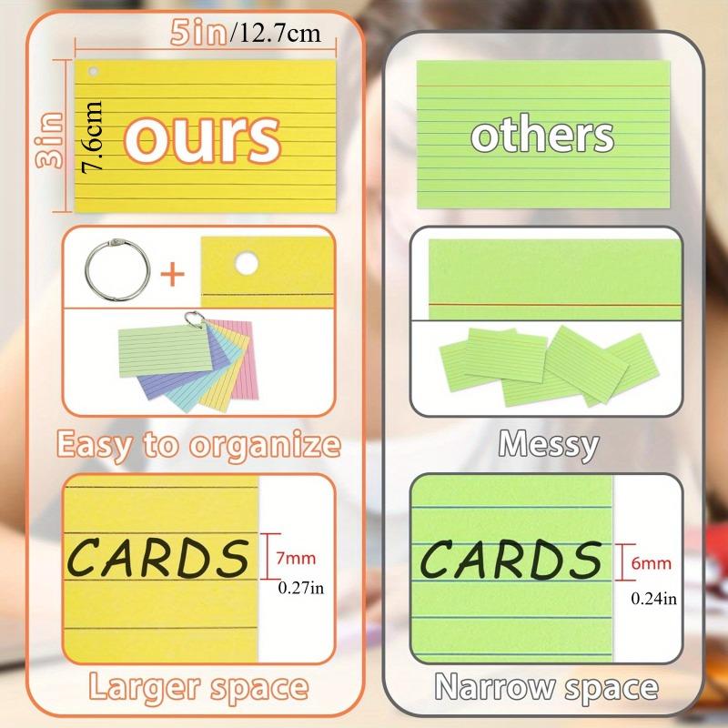 250/50 Sheets Thick Colorful Index Card with Loop Double Sided To Do List Lined Memo Pad Eye Friendly Notes for School Office
