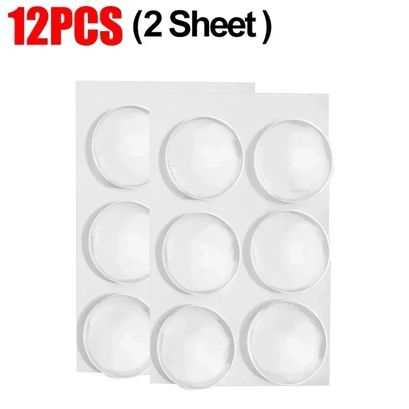 30/6Pcs Door Handle Bumper Pad Self Adhesive Clear Silicone Wall Protector Anti Bump Washable Reusable Round Door Stop Muffler