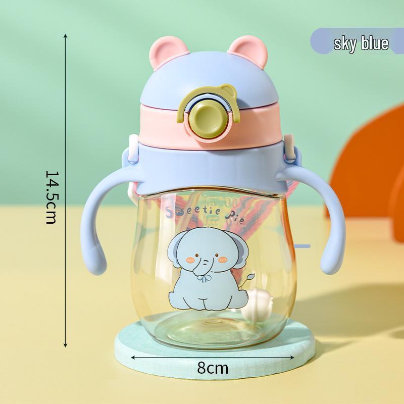 Kids Straw Cup: Anti-Scald, Anti-Drop Drinking Cup for Boys & Girls 400ML розовый/синий