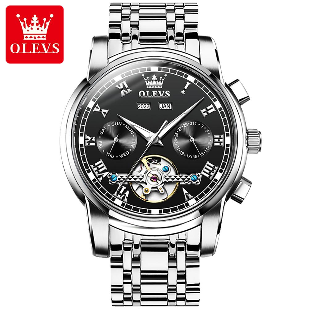 OLEVS Neue Uhr Automatische mechanische Uhr Multifunktions-Herrenuhr mit großem Zifferblatt