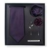 Tie Men'S Trend Net Color Striped Cashew Nut Tie 6-Piece Gift Box Square Scarf Tie Clip Corsage Set