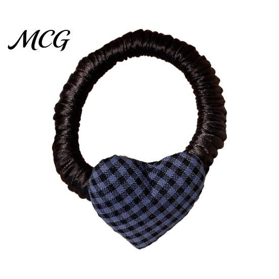 Double Style Hair Band High Elasticity Rope, Plaid Heart Decor Tie, School Uniform College Tie Band, No Scalp Strangling Accessories for Everyday Use
