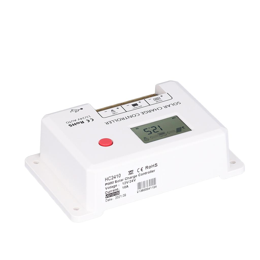 PWM Solar Charge Controller 10A IP32 Protection LCD Display 12V/24V Automatic Recognition For RVs Ba