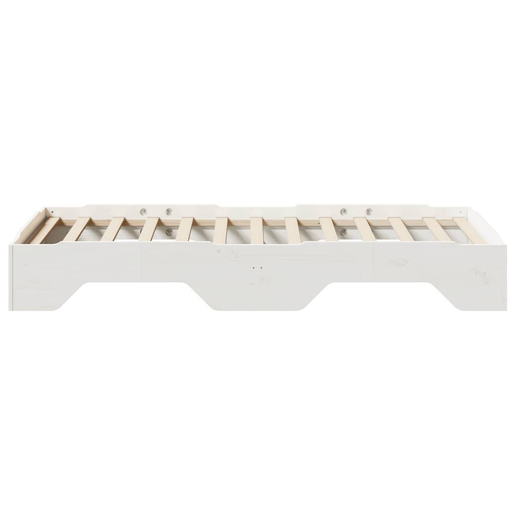 Solid Wood Bed Frame without Mattress Stackable White 90x190 cm
