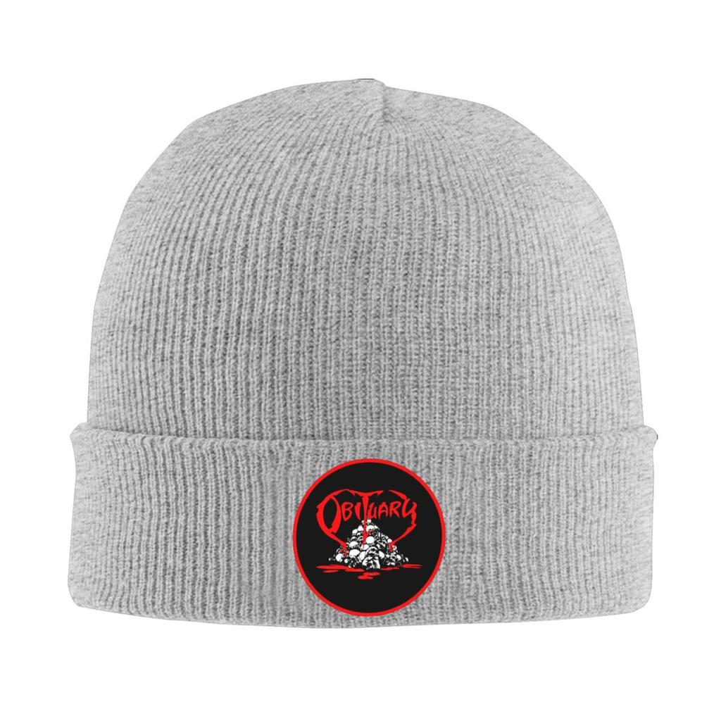 Obituary Band Logo Death Metal Trucker Warm Knitted Cap Hip Hop Bonnet Hat Autumn Winter Outdoor Beanies Hat for Men Women Adult