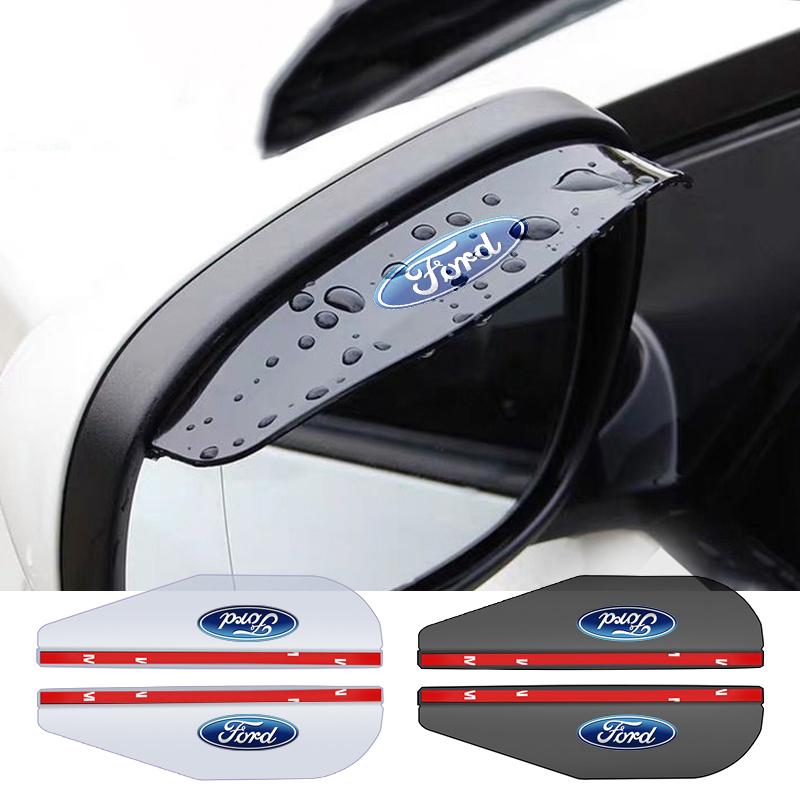 2pcs PVC Car Rearview Rain Eyebrow Transparent Stickers for Ford focus Fiesta EcoSport ESCORT ranger fusion mondeo Mustang