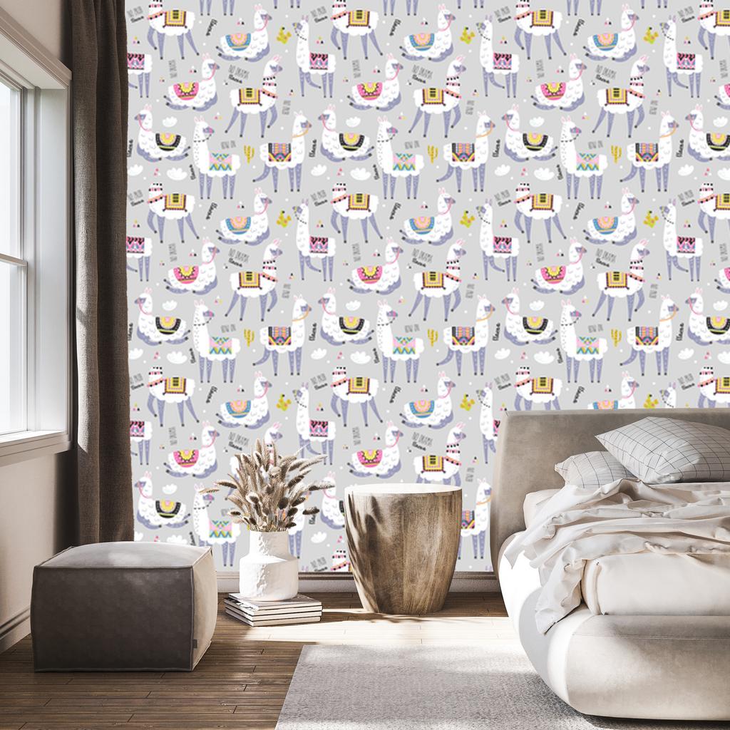 Llamas and colorful animals wallpaper for living room and bedroom 50x1000