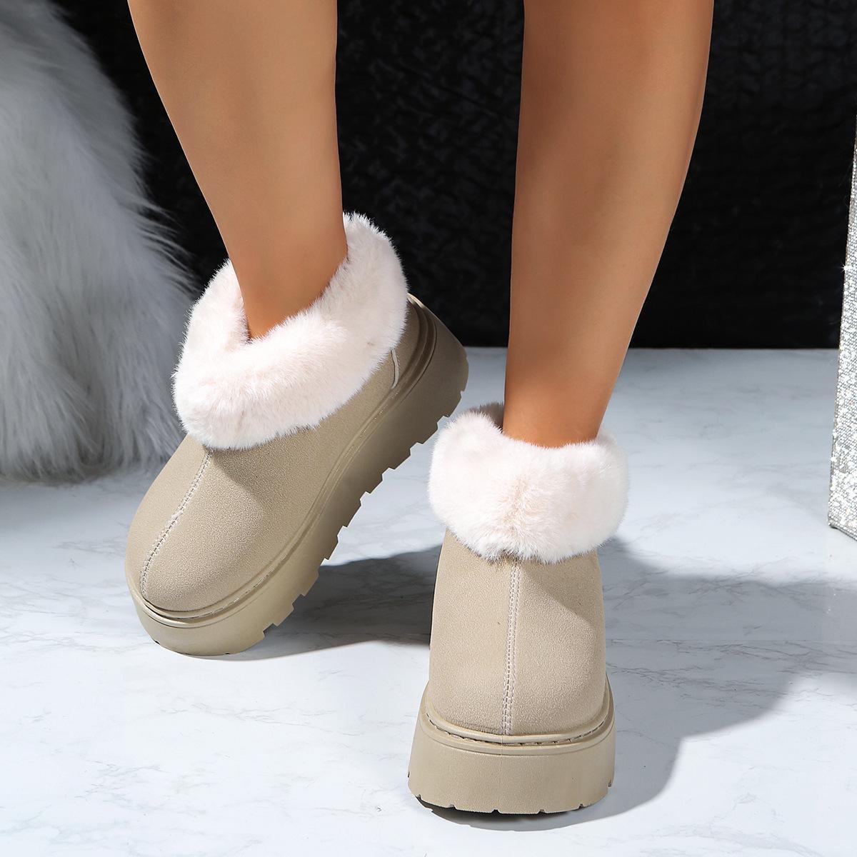 

Женские модные зимние ботинки 2025 - Ботильоны на платформе с меховой отделкой и бархатной подкладкой 39