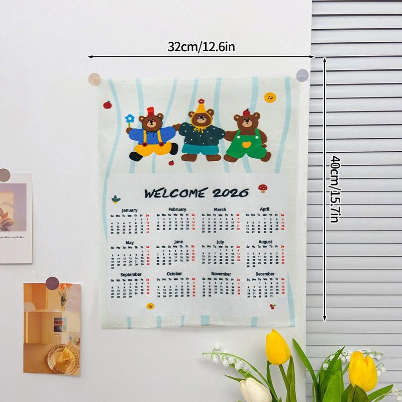 2026 New Year's Eve Wallpaper Calendar Girl's Bedroom Decoration Tapestry Askaton Calendar Wallpaper