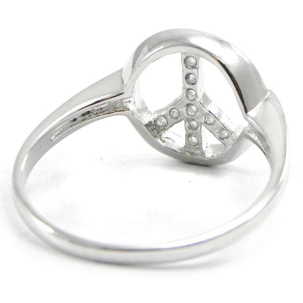 Silver Ring 'Peace' Silvery White (rhodium) - 11 Mm