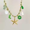 Conjunto de Pulsera y Collar Estilo Océano con Conchas y Estrellas Marinas de Acero Inoxidable