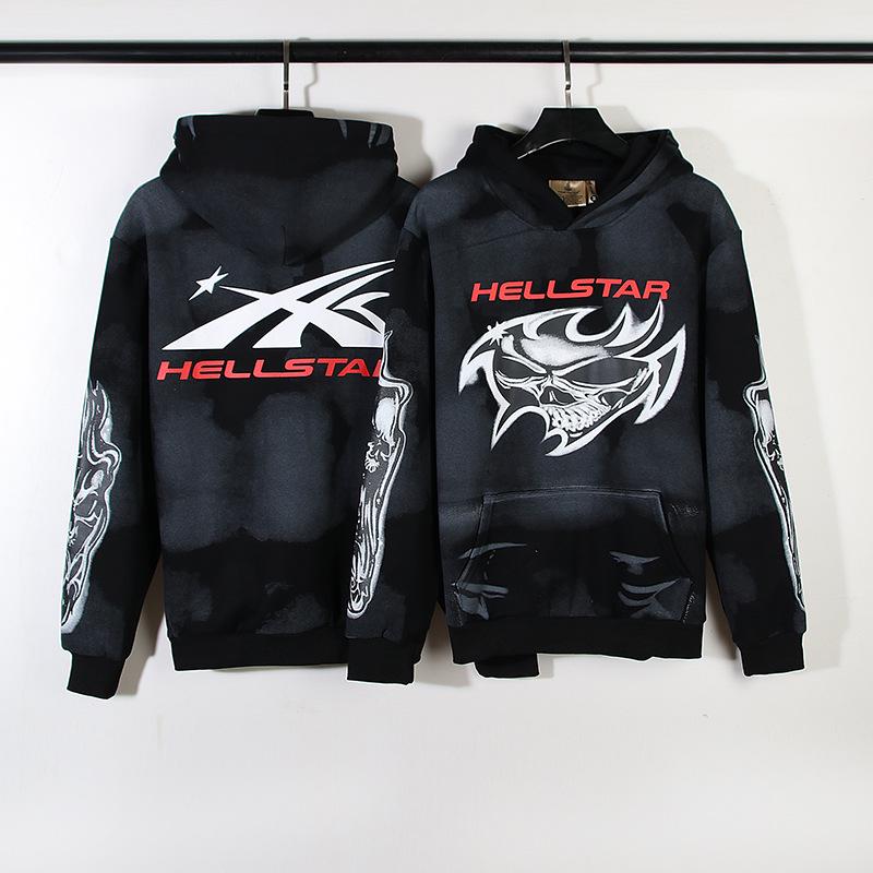 Retro mikina Hellstars s ručně malovaným graffiti - Trendy design s odlupující se barvou a barvením blátem