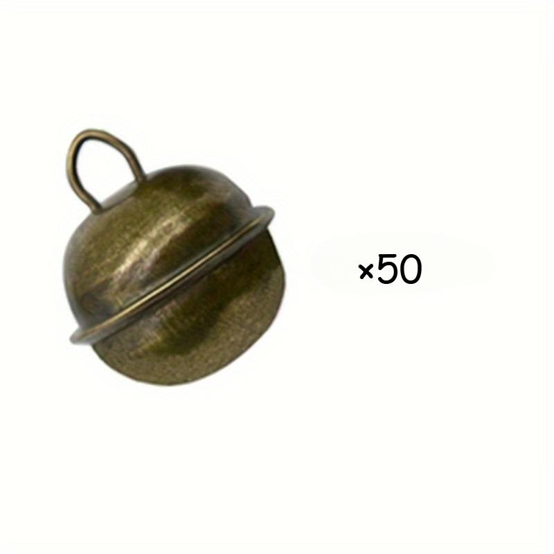50/100pcs Vintage Metal Jingle Bells for Christmas Decor,  Dog Cat Pendants, Crafts, and Holiday Ornaments - Hanging Method