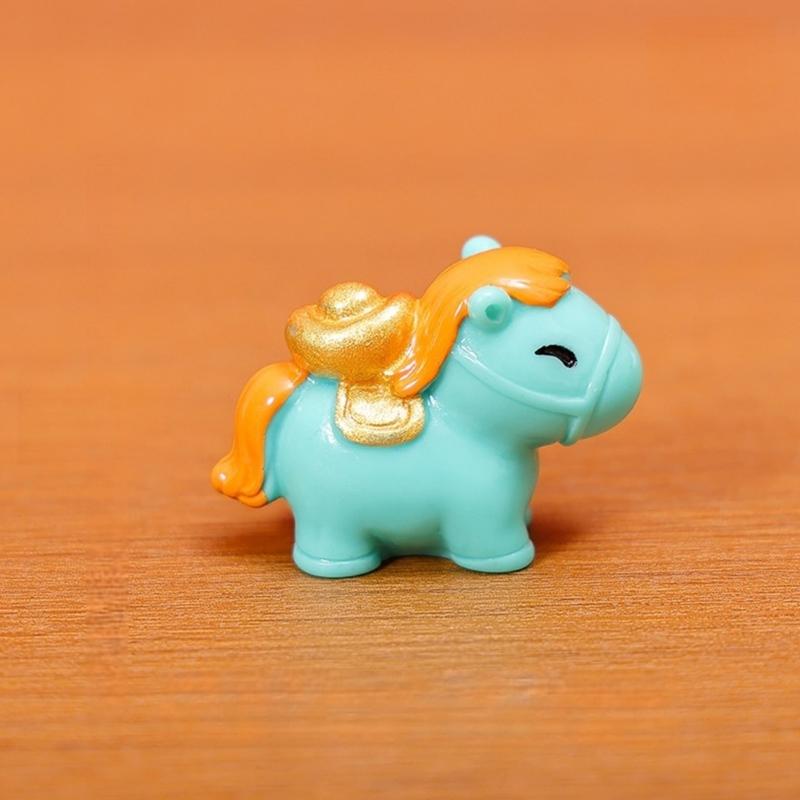 6 Piece Chinese Zodiacs Horse Miniature Figurine Resins Craft Desk Decors Ornaments for Home Office New Year Celebration