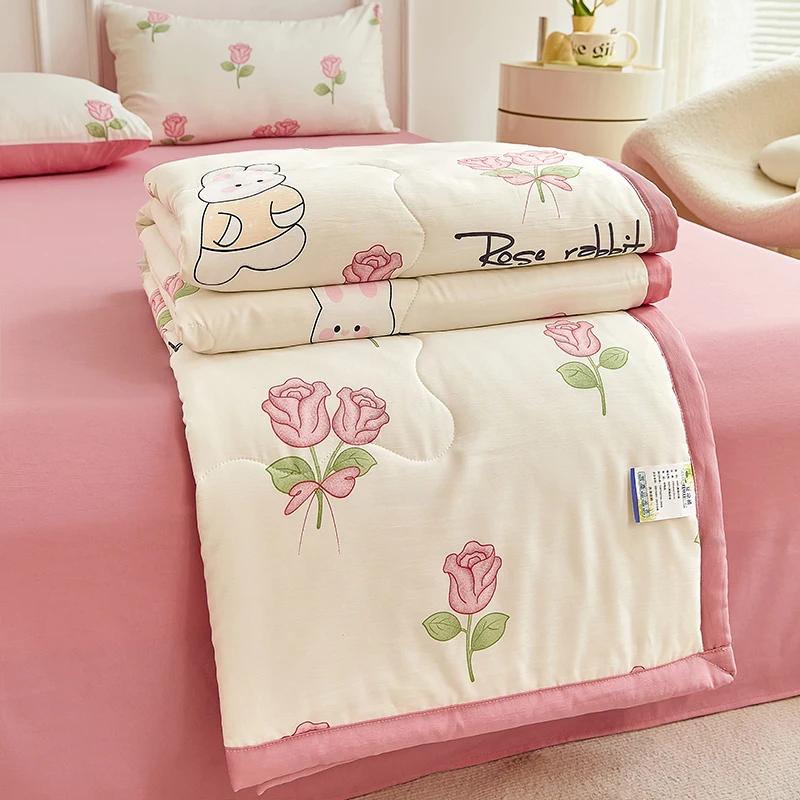 1pc Thin Duvet for Summer Quilt Single/Double/Queen Size Comforter Printed Blanket Home Soft Bedspread edredones (No Pillowcase)