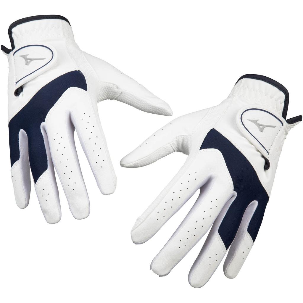 MIZUNO Golf Gloves Efil Synthetic 5MJWB254 Women's, Pair, Leather/Synthetic Leather, White/Navy, 19cm,