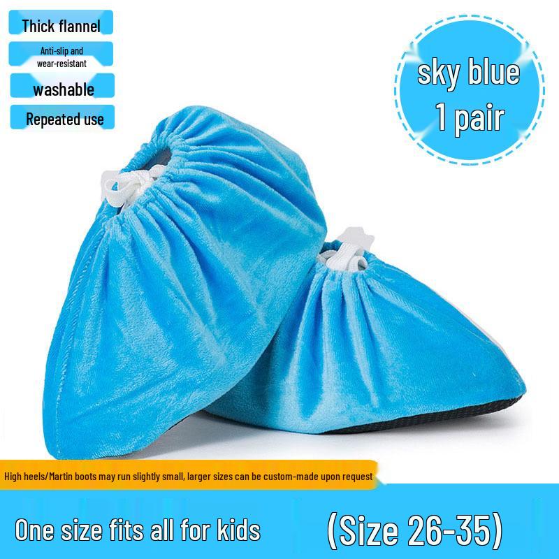 Бархатные нескользящие чехлы для домашней обуви: Многоразовый, Стирающийся, Утолщенная ткань, Износостойкий, Вышиваемый логотип, Доступны детские размеры.