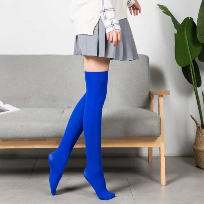 Women Skid-proof Knee Socks Winter Warm Comfortable Soft White Black Student Stockings Velvet Lengthening for Ladies