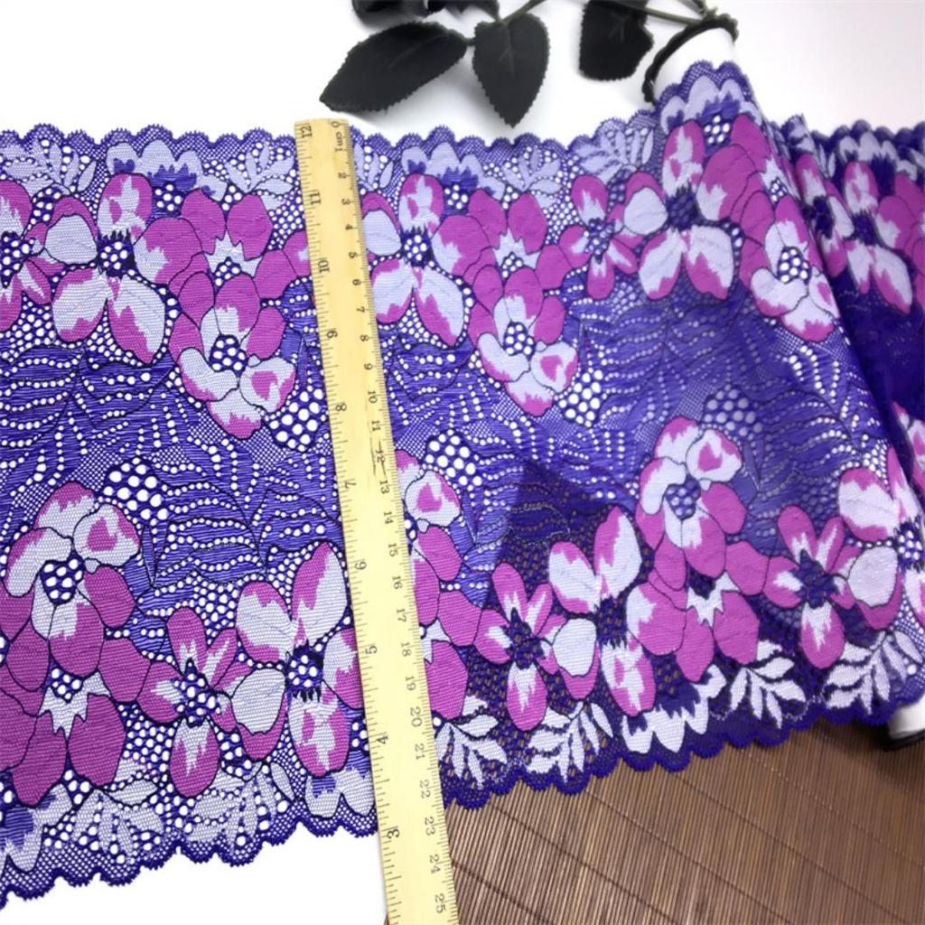 23cm wide Stretch Lace, Multicolor floral Elastic Spandex Lace for Lingerie, Bra, Underwear, Sewing & Crafting