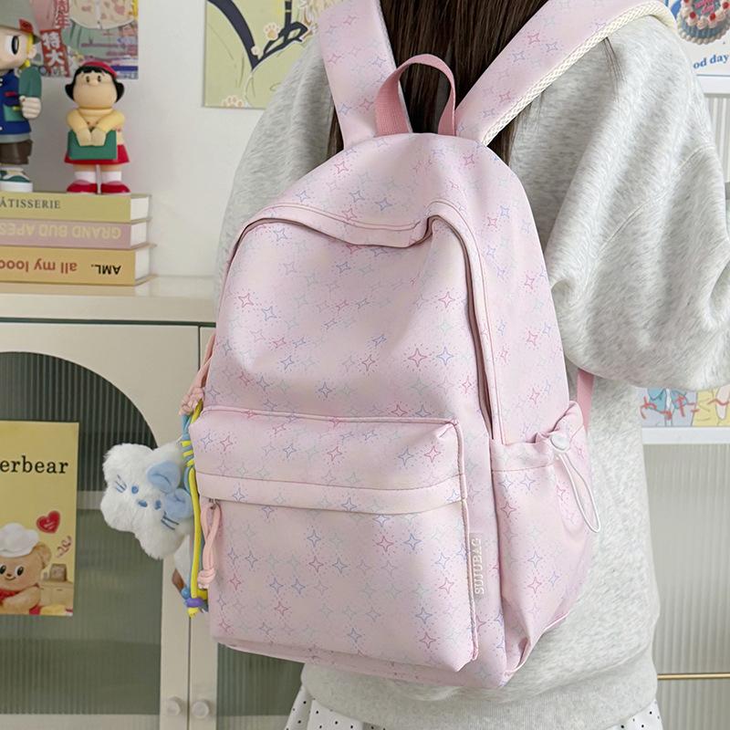 Schoolbag new backpack simple embroidery messenger bag large capacity student schoolbag lightweight multi-layer college student computer bag