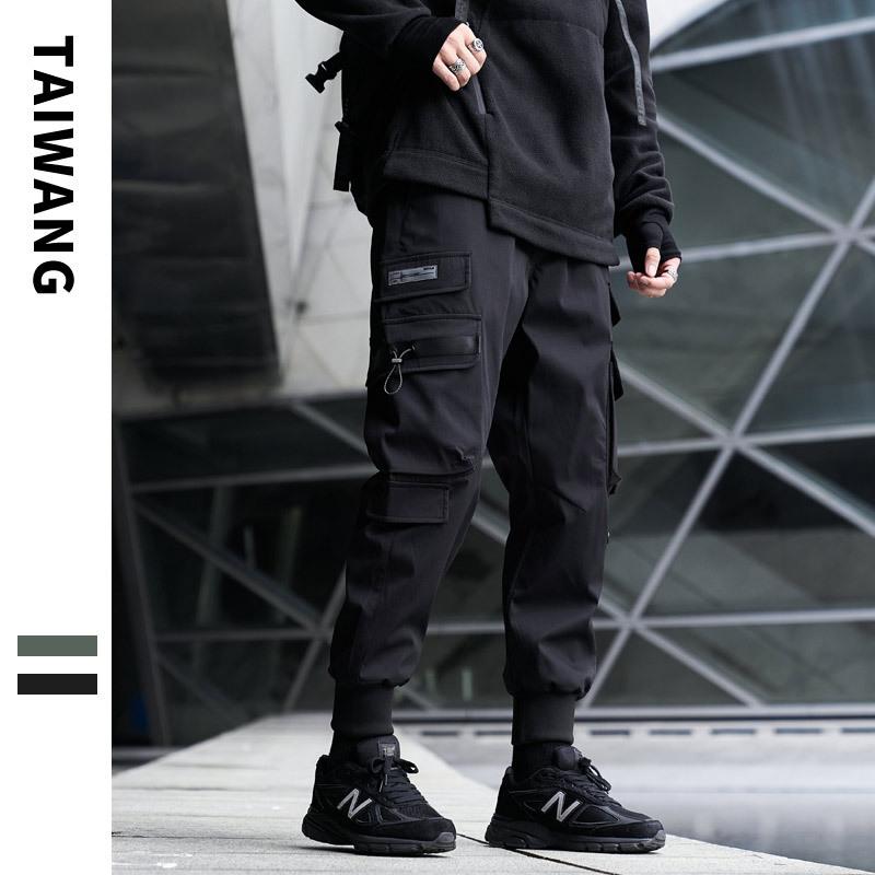 

Multi-bag overalls men s autumn and winter new pants men s high street trendy casual pants men M чёрный