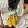 New Womens Fresh Drawstring Shoulder Bag Casual Minimalist Crossbody Underarm Bag Fashion Lychee Grain Bucket Phone Coin Bag