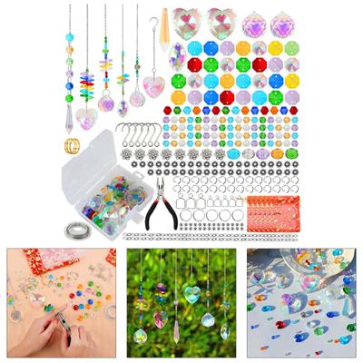 460 Pieces Crystal Suncatchers Making Kits Beading Materials for Handmade Garden Party Ornaments Jewelry Supplies