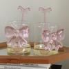Pink Bowknot Series Glasses Cup Korean Style  INS  Bow Handle Goblet Glass Cup Romantic Ritual Champagne Wine Glass
