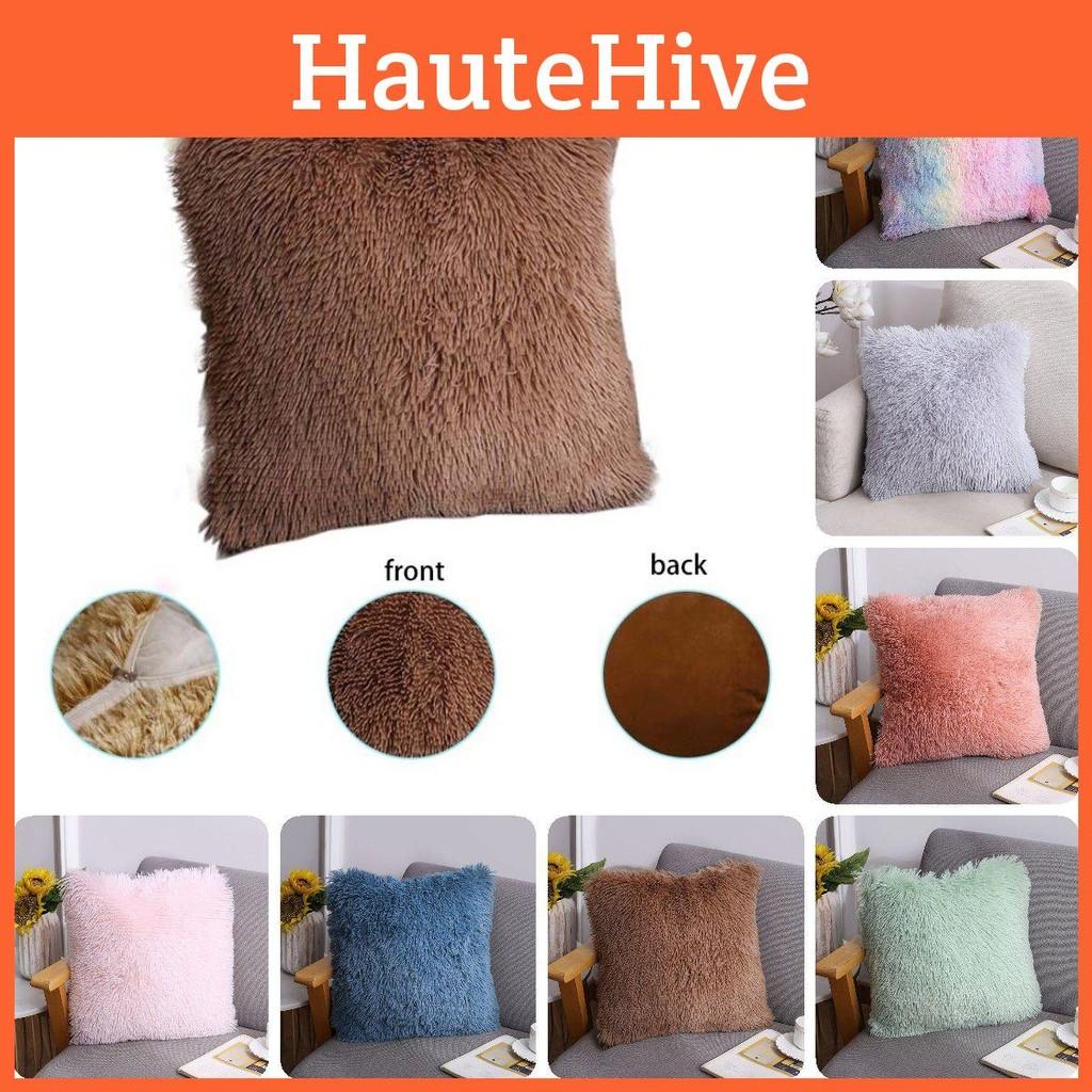 Cushion Fluffy Square Plush Pillow Covers Shaggy Scatter Sofa Pillowcase Decor