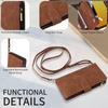 For iPhone 15 Pro Case Zipper Multi-Pocket Wallet Leather Phone Cover with Shoulder and Wrist Straps