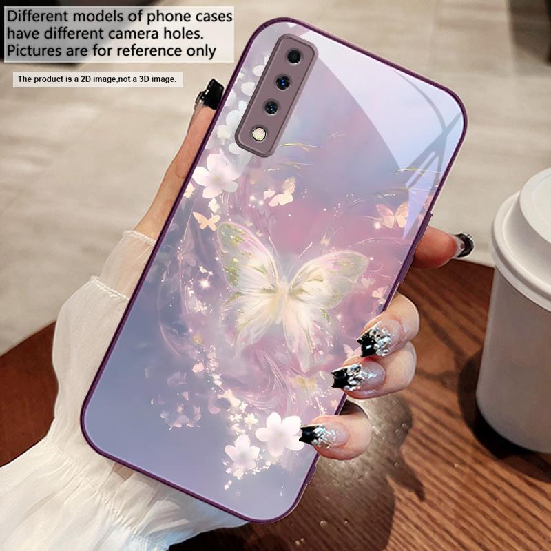 Dreamy Striped Butterfly For Samsung A73 72 71 A70 56 55 54 A53 52 51 50 42 A35 A34 33 32 31 26 25 24 23 22 30 Glass Phone Case