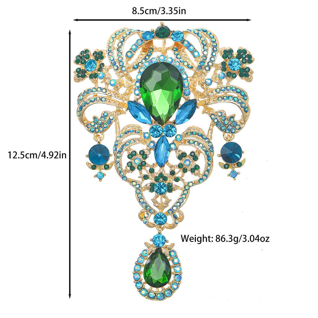 Crystal Pendant Brooch, Stylish and Exaggerated Corsage Accessory Pin, Court Brooch