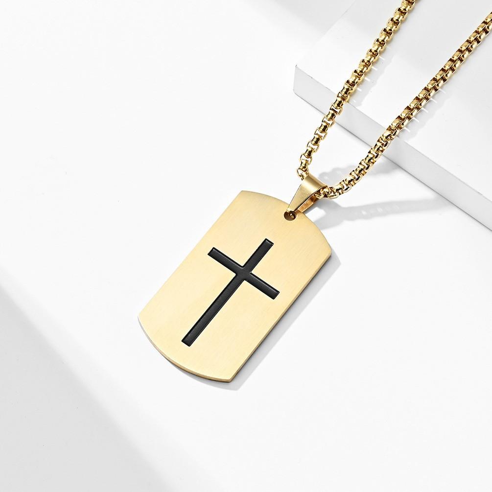 European and American Brand Necklace Simple Cross Pendant Men Hip Hop Dog Tag