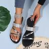 Womens Summer Sandals Rhinestone One Band Flat Slippers European and American Style Plus Size