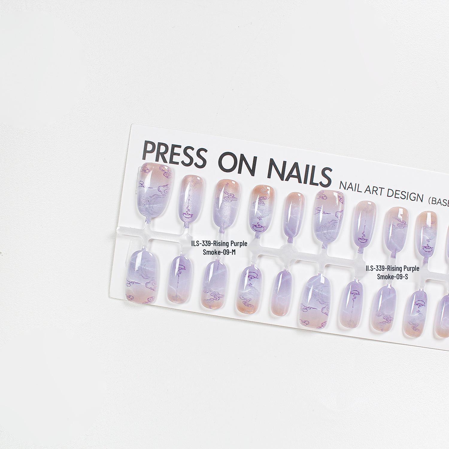 

Jiaolong Handmade Purple Cat Eye Nail Art - Chinese Style High-End Wearable Tips