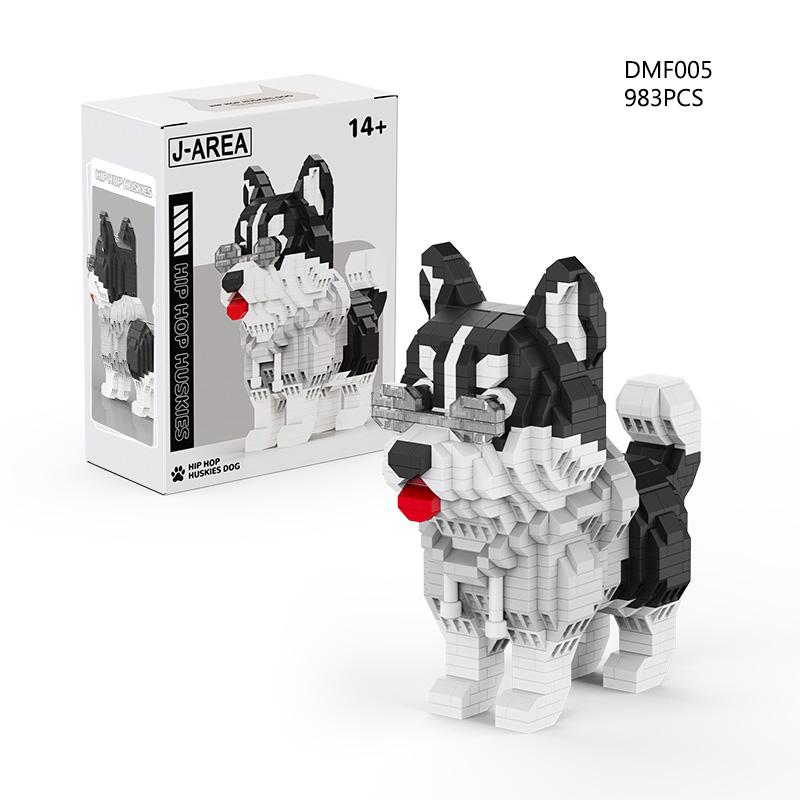 Non-Toxic Kids Gifts Animal Toys Building Blocks Pet Series Dog Cat Plastic Mini Bricks Kawaii Ornaments Christmas Gifts