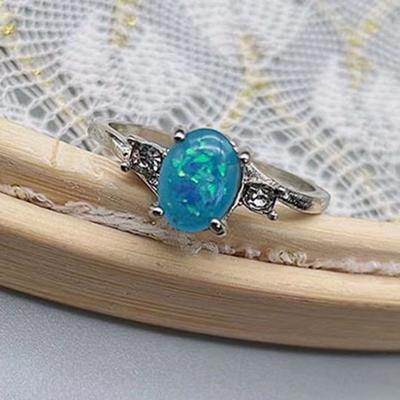Women Ring Exquisite Oval Opal Rhinestone Knuckle Ring Finger Decoration