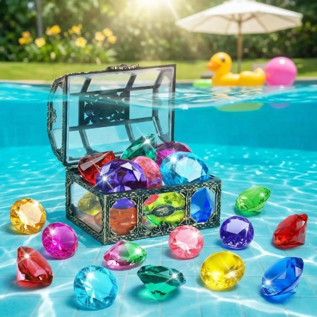 Children's Diving Acrylic Simulation Diamond Treasure Chest Swimming Pool Underwater Treasure Set
